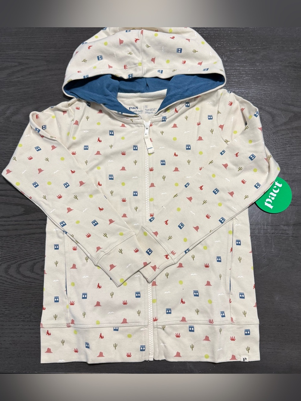 PACT Kids Organic Cotton Zip Hoodie Desert Print NWT Size 6/7